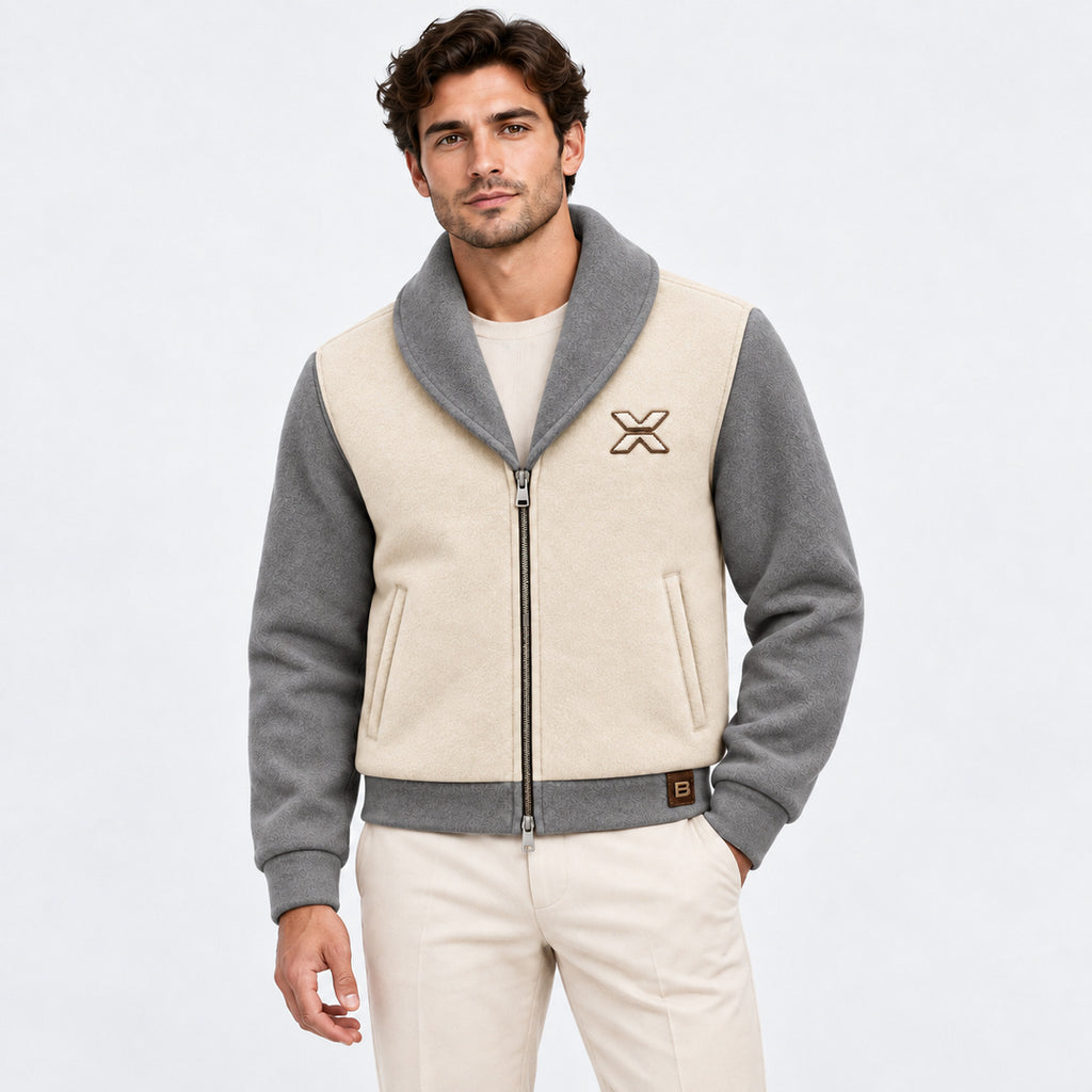 BIMOOX Velric Winterjacke – Creme-Grau – Model-Mann