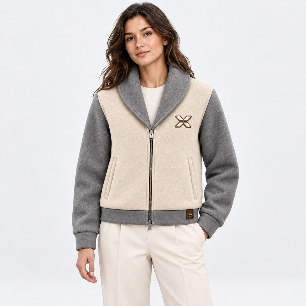 BIMOOX Velric Winterjacke – Creme-Grau – Model-Frau