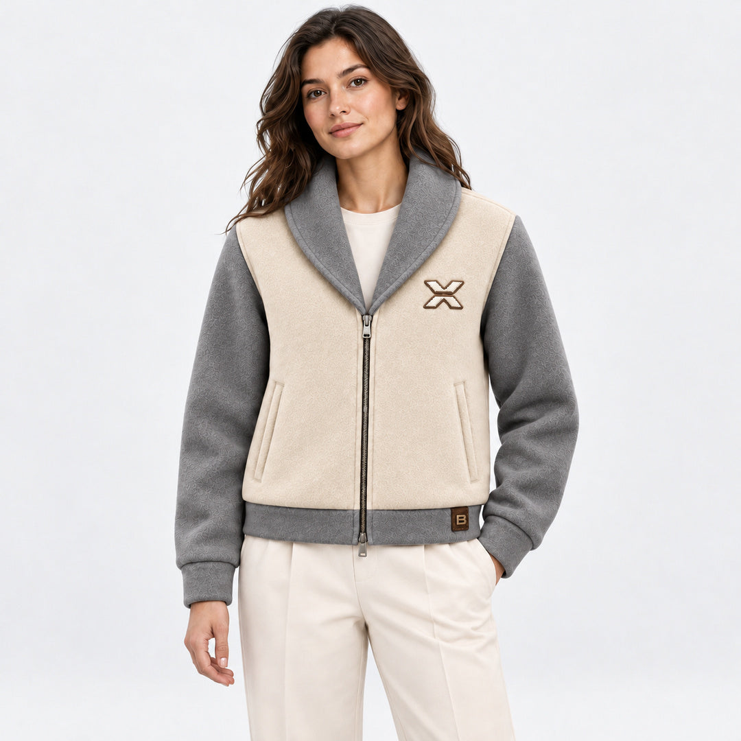 BIMOOX Velric Winterjacke – Creme-Grau – Model-Frau