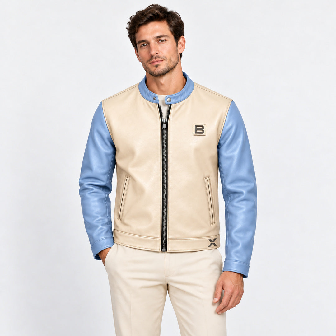 BIMOOX Elarven Winterjacke – Creme-Hellblau – Model-Mann