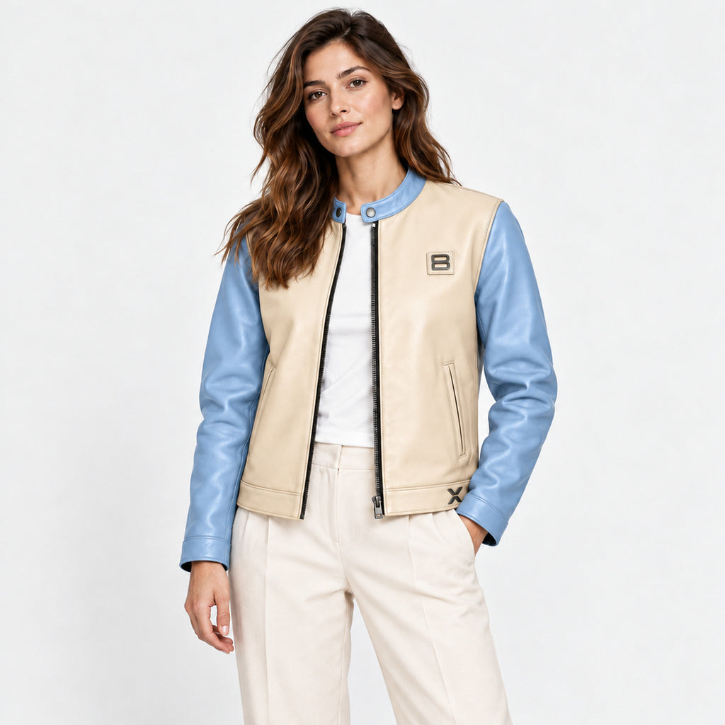 BIMOOX Elarven Winterjacke – Creme-Hellblau – Model-Frau