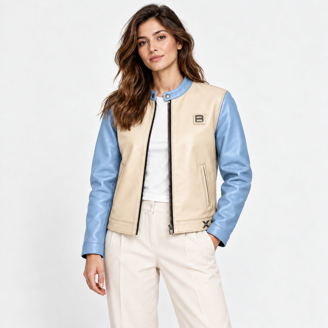BIMOOX Elarven Winterjacke – Creme-Hellblau – Model-Frau
