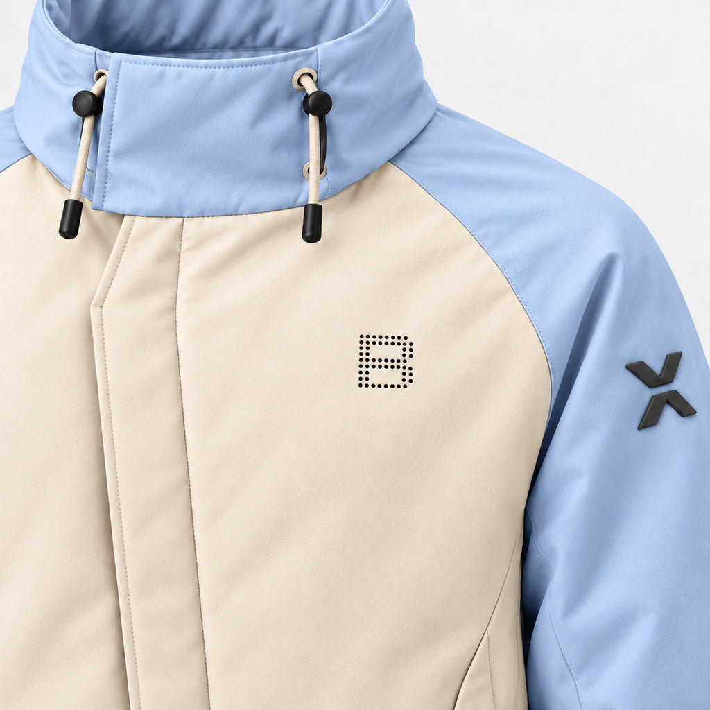 BIMOOX Rovian Winterjacke – Creme-Hellblau – Detail