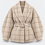 BIMOOX Calvenna Winterjacke – Beige mit Karomuster – Vorne