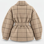 BIMOOX Calvenna Winterjacke – Beige mit Karomuster – Hinten