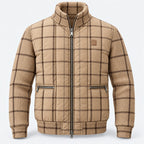 BIMOOX Merovia Winterjacke – Beige mit Karomuster – Vorne