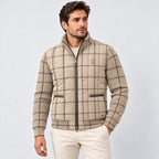 BIMOOX Merovia Winterjacke – Beige mit Karomuster – Model-Mann