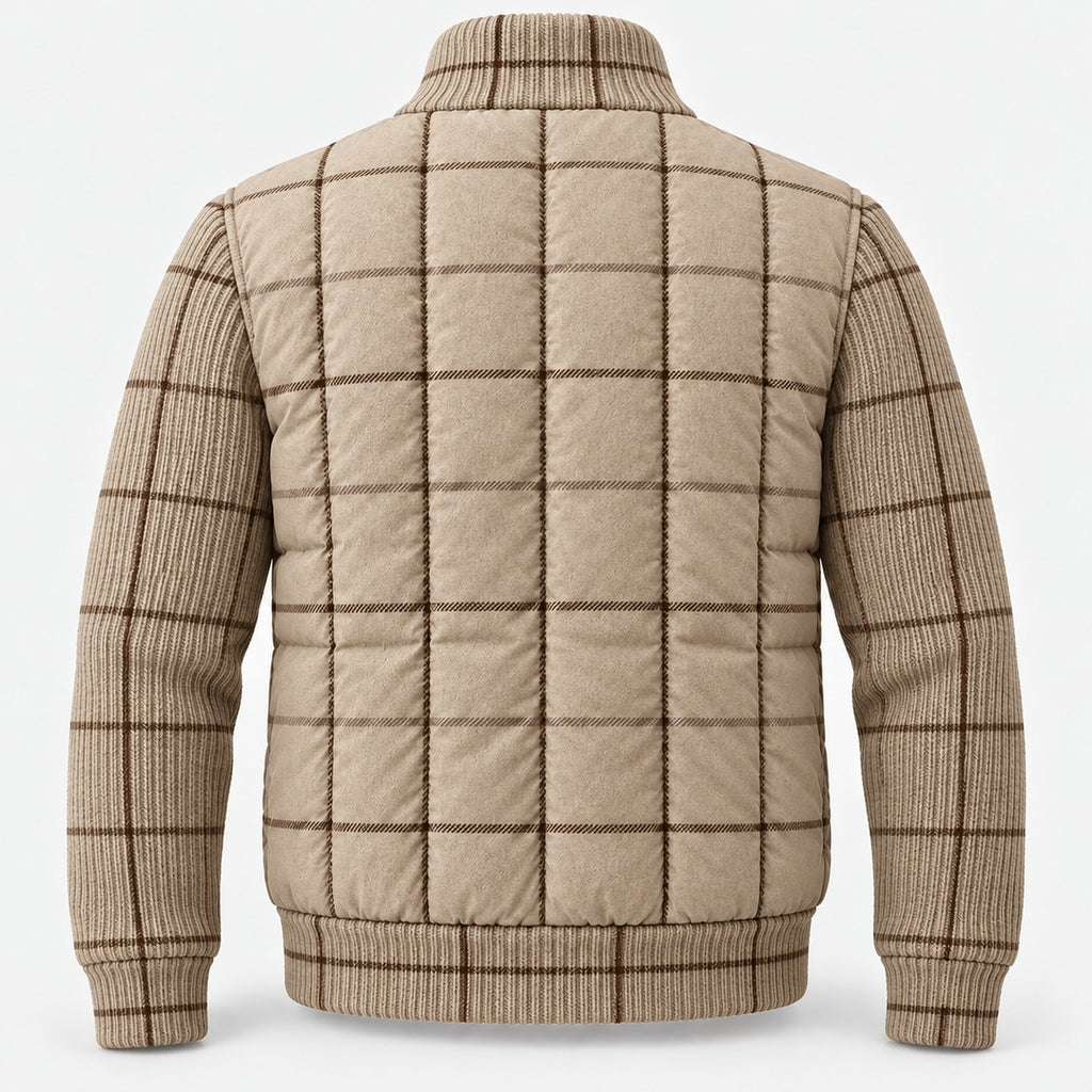 BIMOOX Merovia Winterjacke – Beige mit Karomuster – Hinten