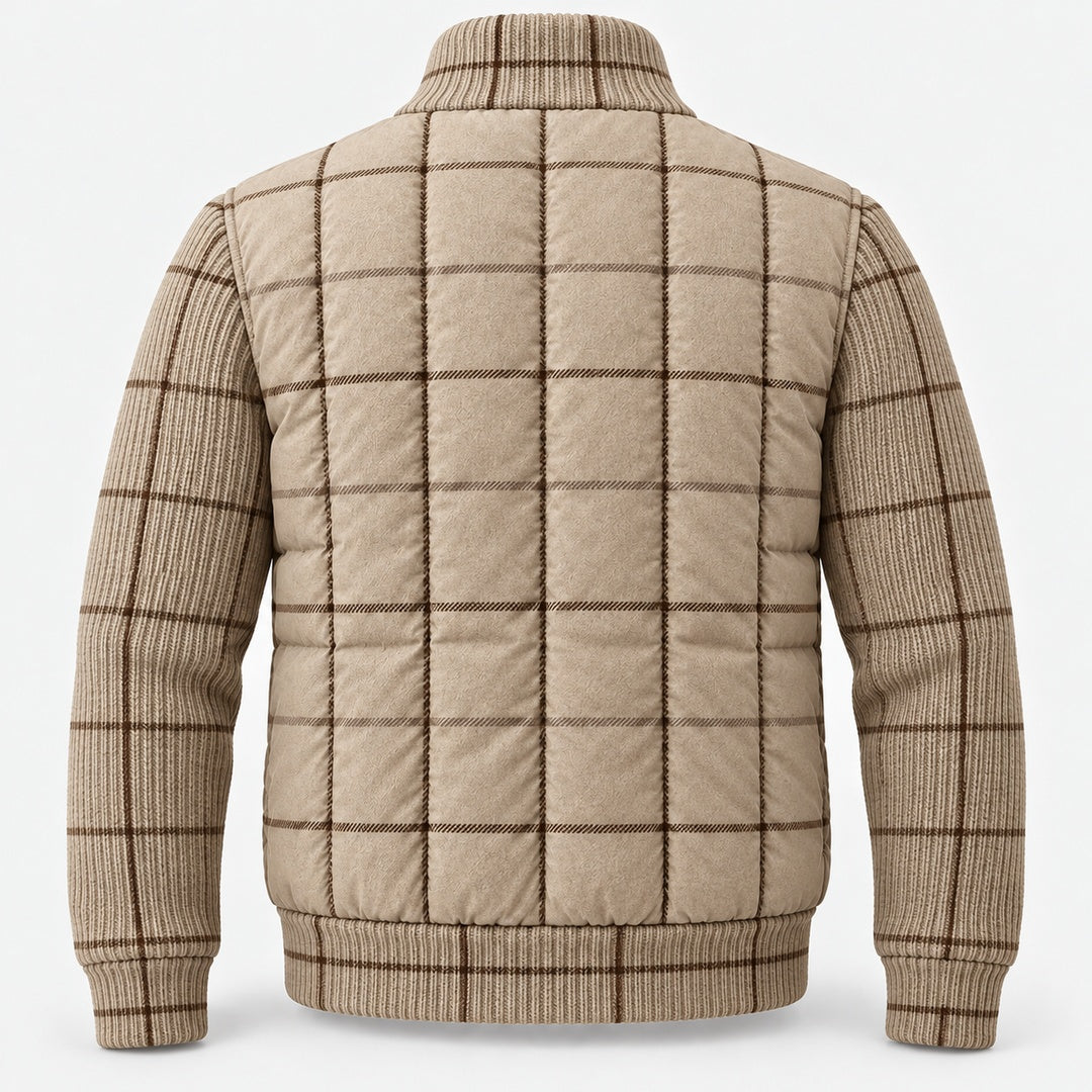 BIMOOX Merovia Winterjacke – Beige mit Karomuster – Hinten