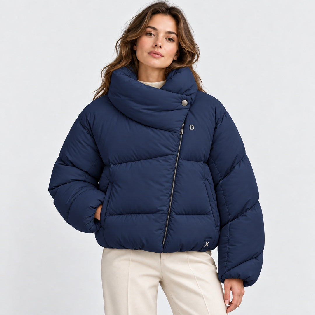 BIMOOX Sylvaren Winterjacke – Dunkelblau-Uni – Model-Frau