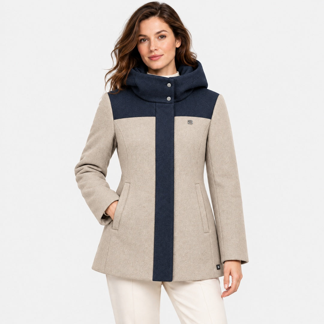 BIMOOX Navello Winterjacke – Beige-Navy – Model-Frau