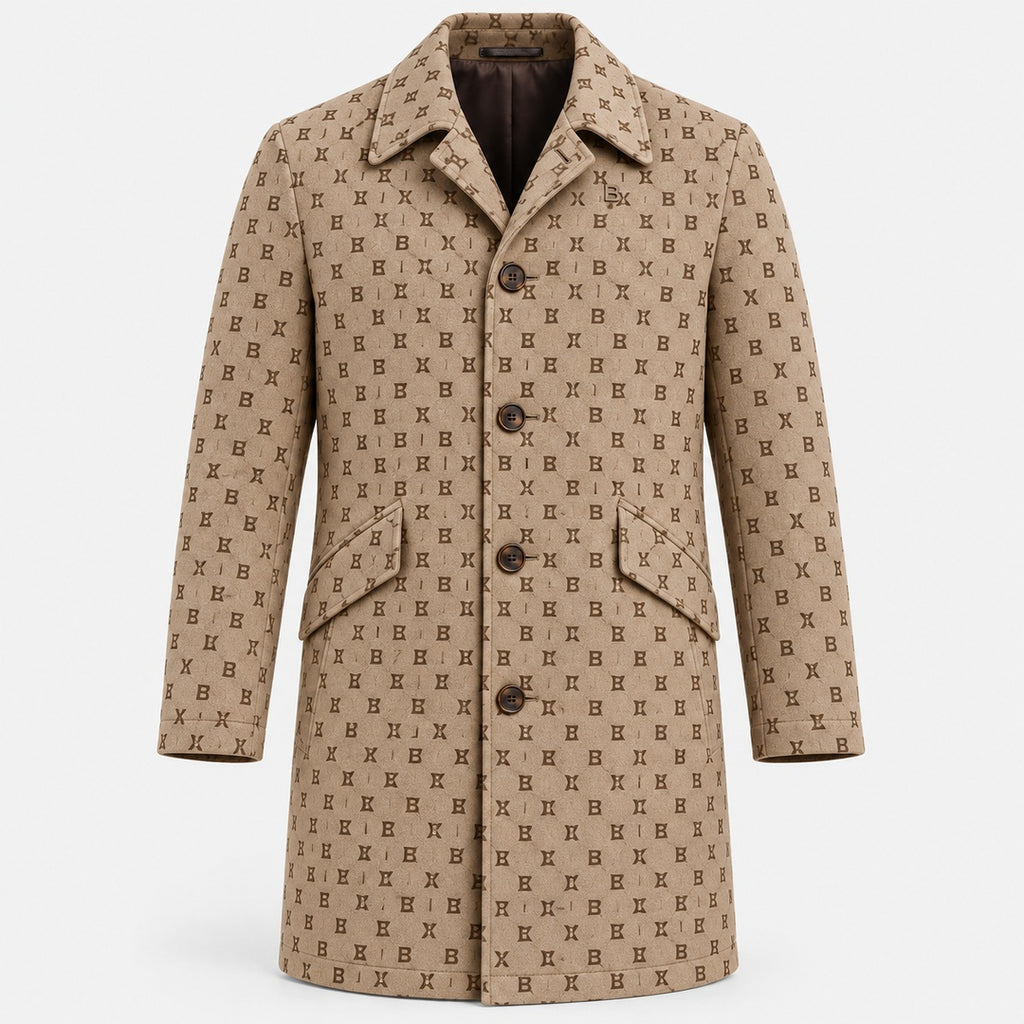 BIMOOX Valdessa Winterjacke – Beige/Braun mit Monogramm – Vorne