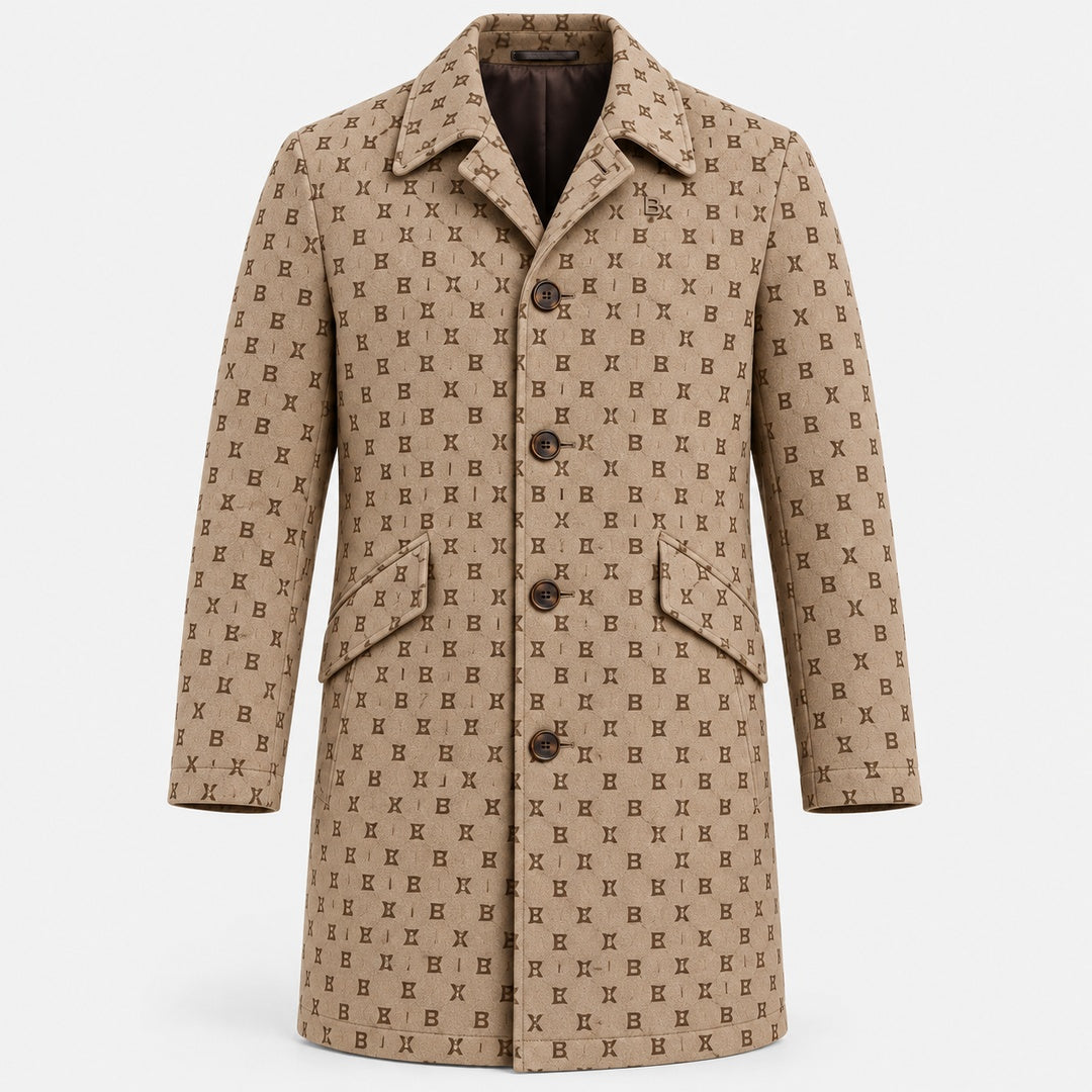 BIMOOX Valdessa Winterjacke – Beige/Braun mit Monogramm – Vorne