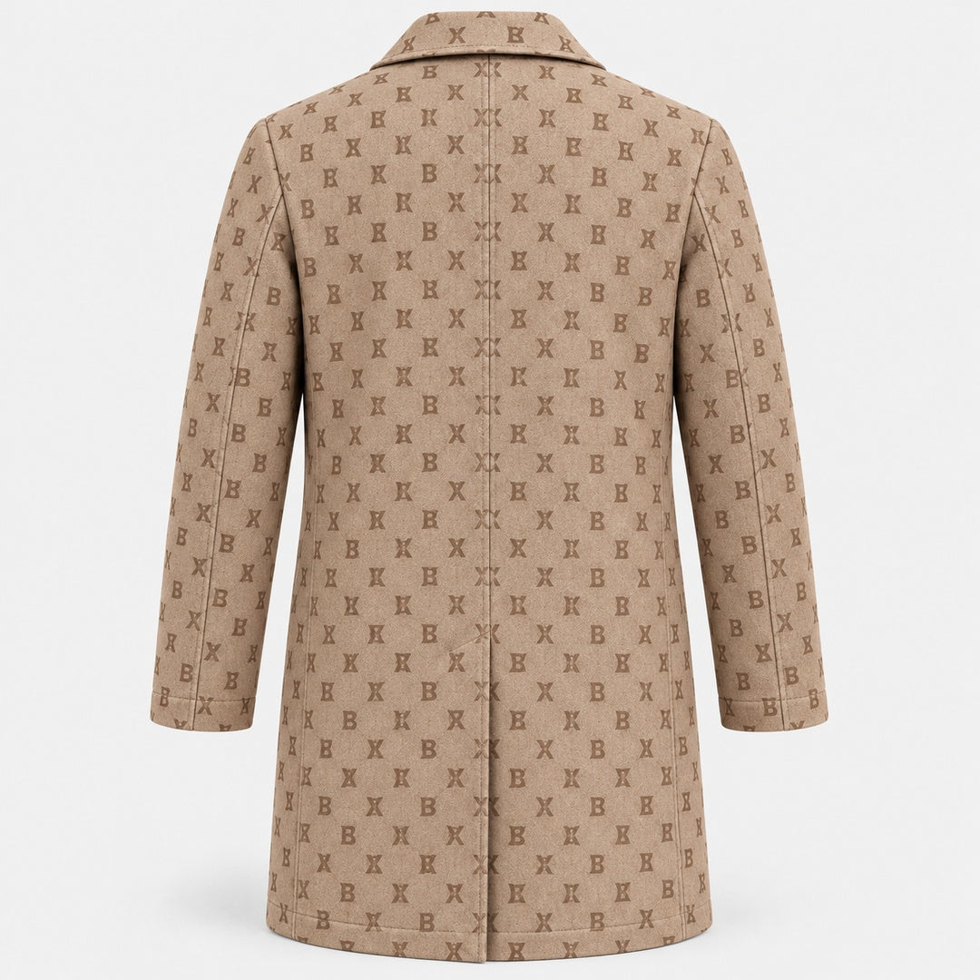 BIMOOX Valdessa Winterjacke – Beige/Braun mit Monogramm – Hinten