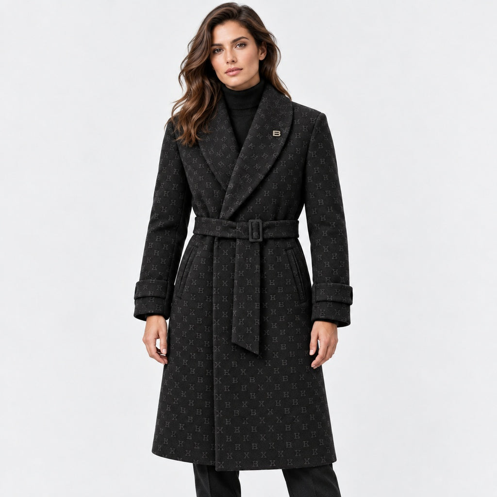 BIMOOX Orenza Winterjacke – Schwarz mit Monogramm – Model-Frau