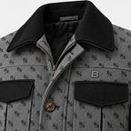 BIMOOX Neravelle Winterjacke – Grau/Schwarz mit Monogramm – Detail