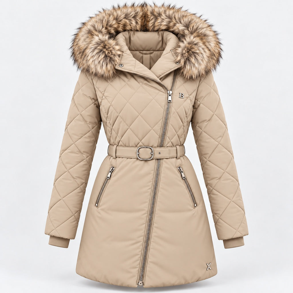BIMOOX Beloria Winterjacke – Beige / Besatz Naturton – Vorne