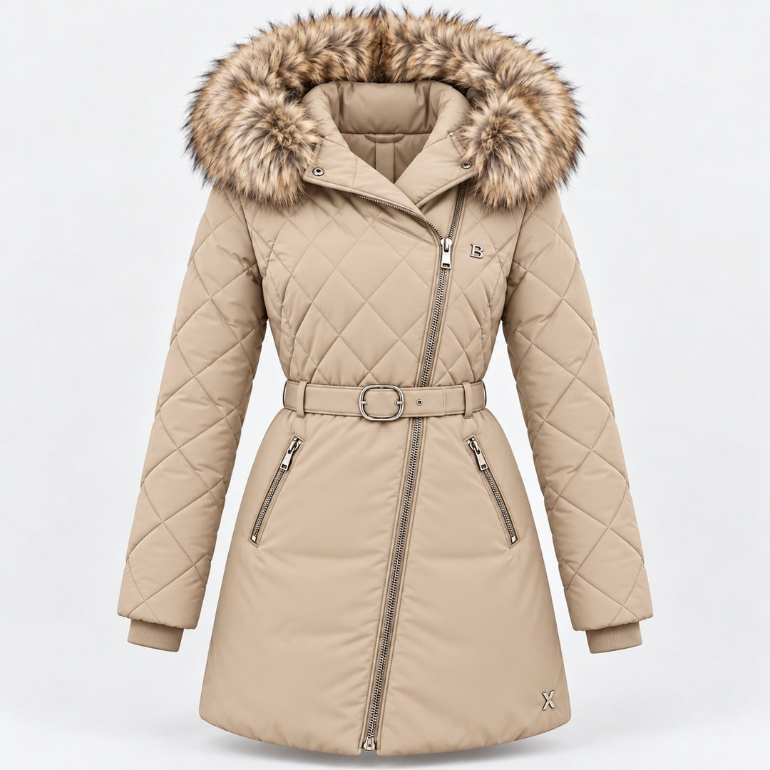 BIMOOX Beloria Winterjacke – Beige / Besatz Naturton – Vorne