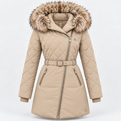 BIMOOX Beloria Winterjacke – Beige / Besatz Naturton – Vorne