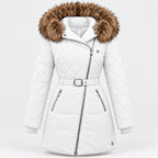 BIMOOX Beloria Winterjacke – Weiß / Besatz Braun – Vorne