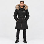 BIMOOX Beloria Winterjacke – Schwarz / Besatz Naturton – Model-Mann