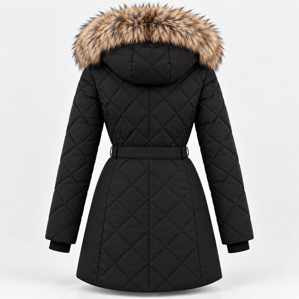 BIMOOX Beloria Winterjacke – Schwarz / Besatz Naturton – Hinten