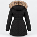 BIMOOX Beloria Winterjacke – Schwarz / Besatz Naturton – Hinten