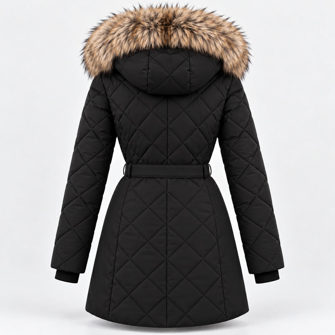 BIMOOX Beloria Winterjacke – Schwarz / Besatz Naturton – Hinten