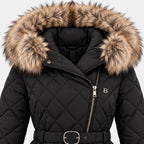 BIMOOX Beloria Winterjacke – Schwarz / Besatz Naturton – Detail